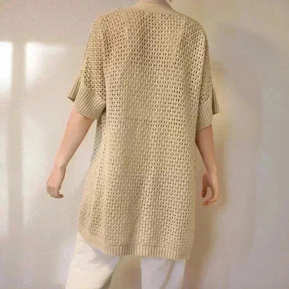 Lauren Conrad Cardigan Sweater Size Medium Open Front Tan waist Tie Knit - Picture 7 of 14